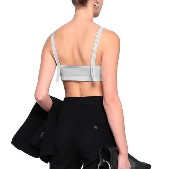NWT Helmut Lang Button Strap Jersey Bra in Optic White Size XS - Picture 2 of 12